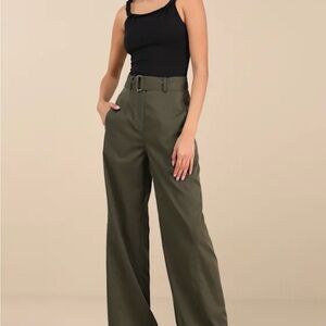 Lulu's Dark Olive Wide-Leg Pants